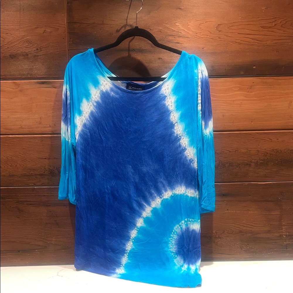 🔥‼️INC International Concepts Turquoise and Navy Tie-Dye Shirt‼️🔥